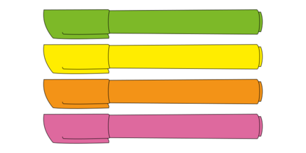 Highlighter marker (Černá, Kulatý, Sítotisk po celé délce, 5 mm - klínový, Mix)