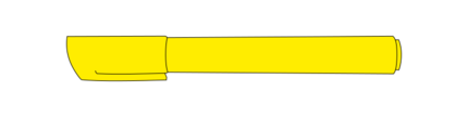 Highlighter marker (Černá, Kulatý, Sítotisk po celé délce, 5 mm - klínový, Žlutá)